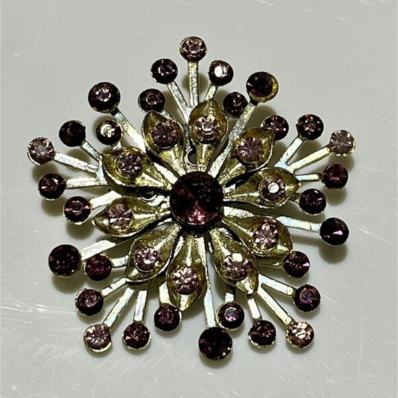 VTG 1960s Estate Pink Rhinestone Starburst Brooch Fairycore Romantic Goth - Picture 1 of 6